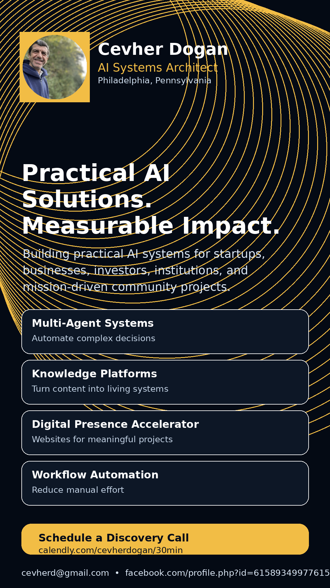 Facebook story preview for Cevher Dogan AI Systems Architect